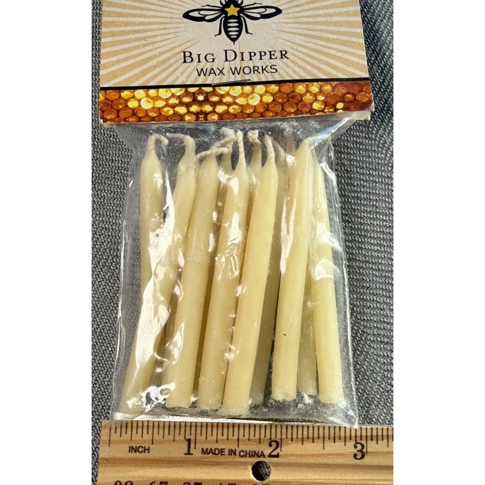 12ct 100% Pure Beeswax Hand Dipped Birthday Candles ~ Big Dipper Wax Works Tan